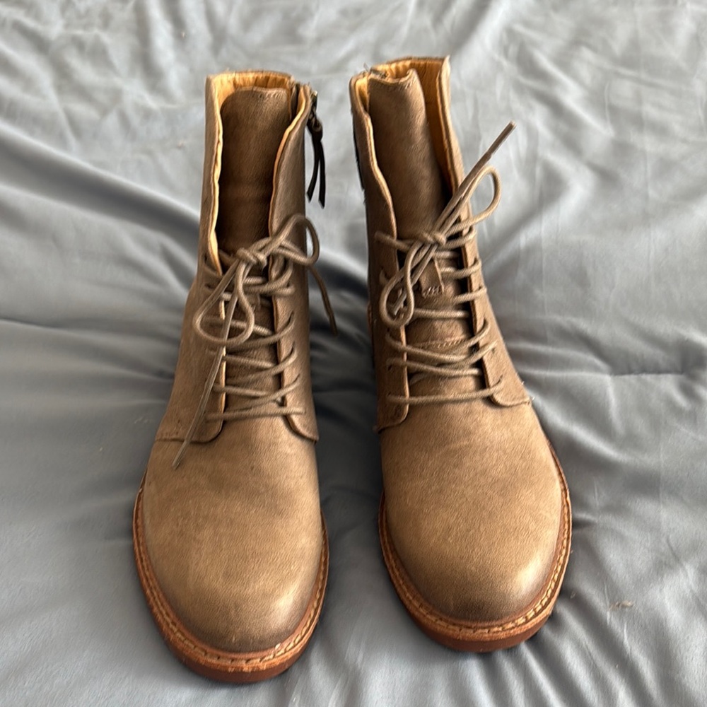 Sofft Brown Combat & Moto Boots with Lace-Up Design and Durable Sole
